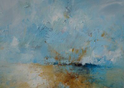 14 Ochre and Turquoise Seascape 43 x 43cm