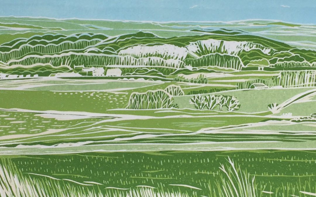 Rosemary Jones: Worthing and the Downs in Linocut