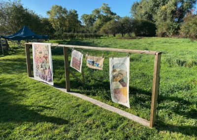 Katie Gander's tapestries made with sheered sheeps wool that has been dyed different colours