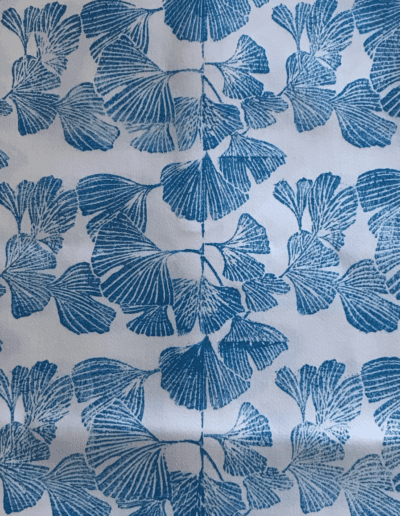 Rosemary Jones leaf pattern printed onto cloth