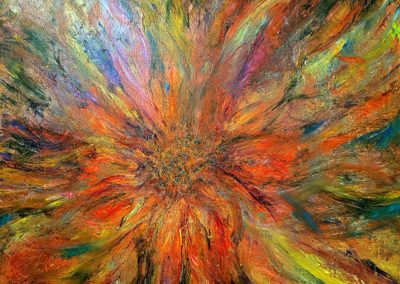 multicoloured oil painting of a wildflower