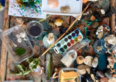 A photograph of painting taking place during the workshops for Sustainability through children's voices