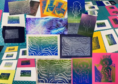 montage of prints from a summer of print workshop